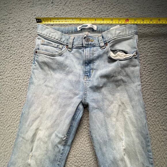 Old Navy Jeans Teens Size 14 Blue Distressed Light Wash Built in Flex - Picture 6 of 14